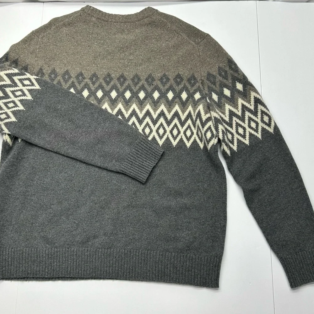 Banana Republic Gray/ Brown Crewneck Sweater Italian Yarn Wool Blend Fairisle